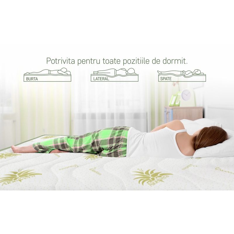 Casa si Gradina - Mobilier - Saltele si somiere - Saltele - Saltea Super Ortopedica Aloe Vera Essential 180x200 cm, H 19 cm - Infinity.ro