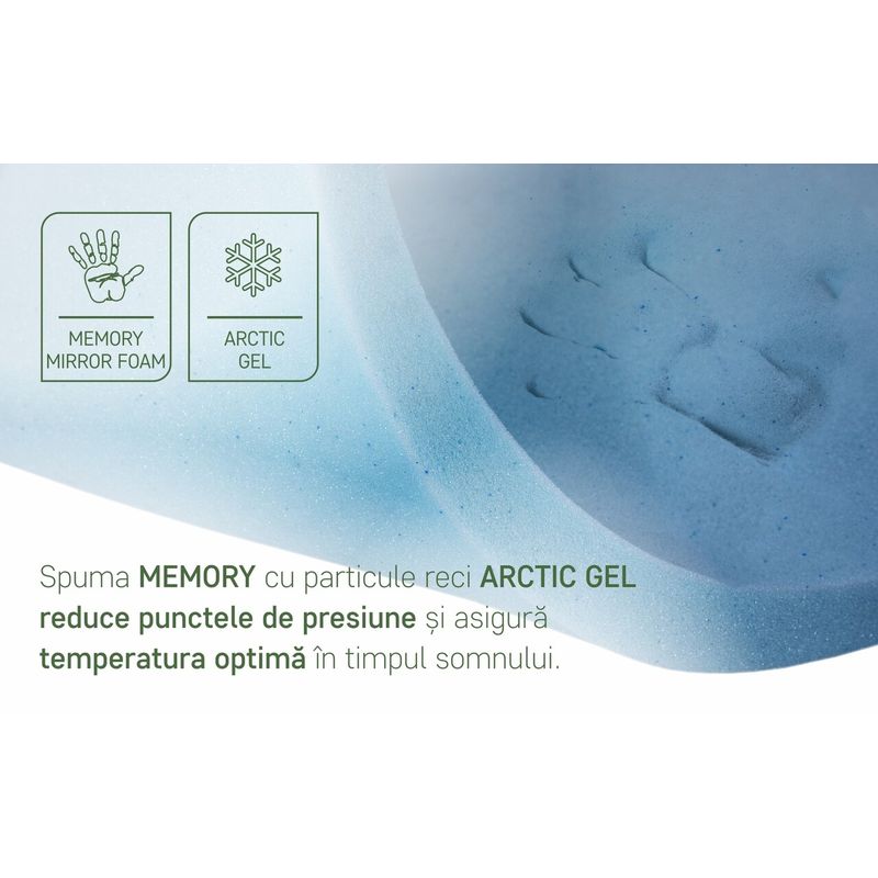 Casa si Gradina - Mobilier - Saltele si somiere - Saltele - Saltea Argentum Therapy, Memory Arctic Gel, 160x200 cm, H 18 cm, Husa cu ioni de argint, Super Ortopedica, Anatomica - Infinity.ro