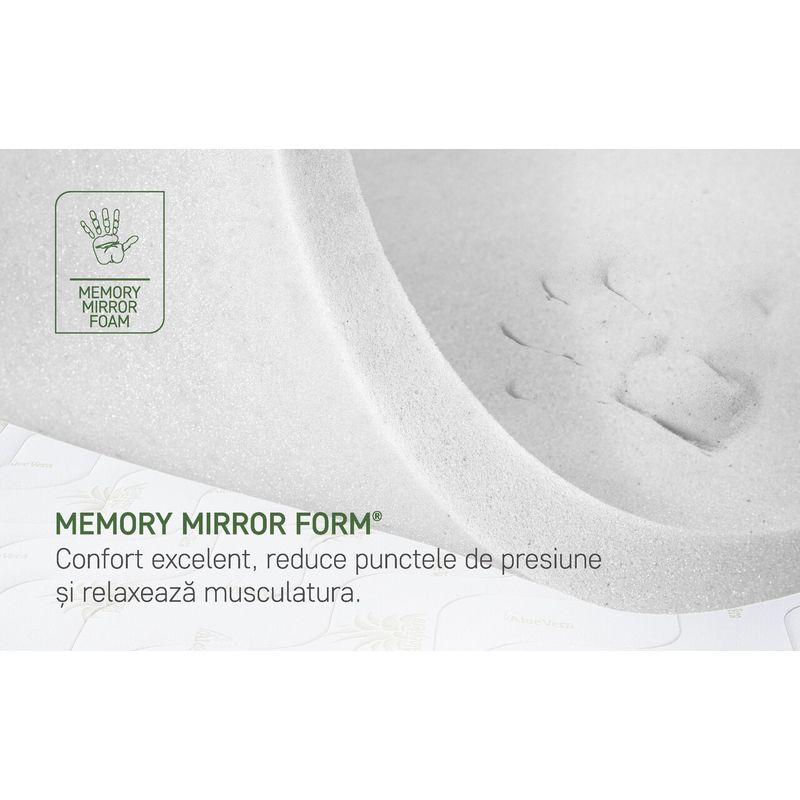 Casa si Gradina - Mobilier - Saltele si somiere - Saltele - Saltea Aloe Vera 14+2 Memory, 80x160 cm, H 18 cm, husa cu fibre de bambus, Ortopedica, aerisire 3D Free Air - Infinity.ro