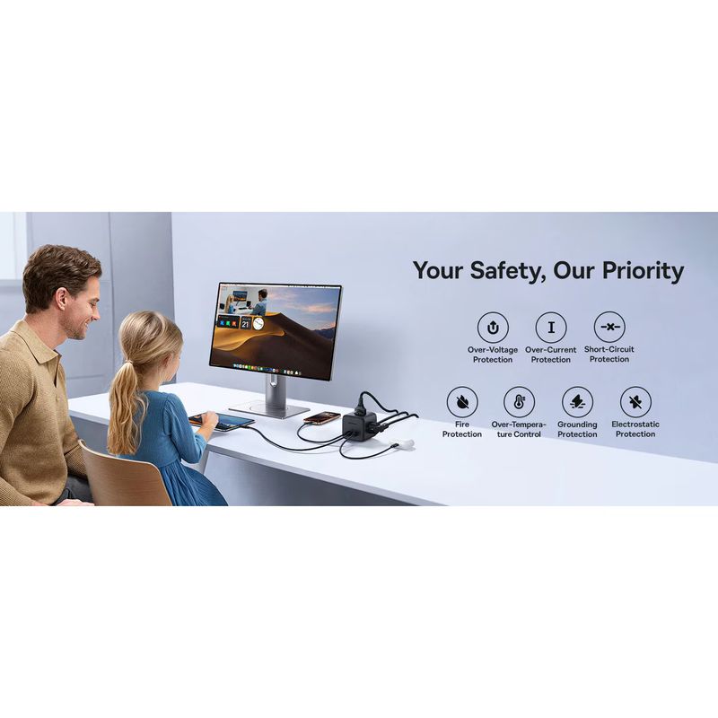 Laptop, Telefoane si Tablete - Telefoane mobile si accesorii - Accesorii Telefoane - Incarcatoare telefoane - Incarcator de retea Baseus EnerFill FA11, 6-in-1, 67W, Negru, 3 prize, portabil - Infinity.ro