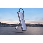 PC, gaming si accesorii - Retelistica - Hub-uri - Adaptor HUB 6-in-1 UGREEN CM511, USB-C la 3x USB 3.0, 1x HDMI 2.0, 1x SD, 1x TF, 4K, 60Hz 5Gbps, 20cm, Albastru - Infinity.ro