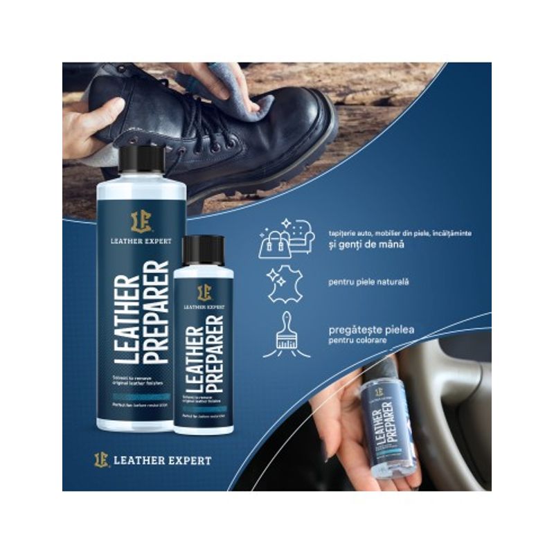 Auto si Moto - Intretinere auto - Produse curatare auto - Solutie indepartat vopseaua de piele LEATHER EXPERT Leather Preparer 500ml - Infinity.ro