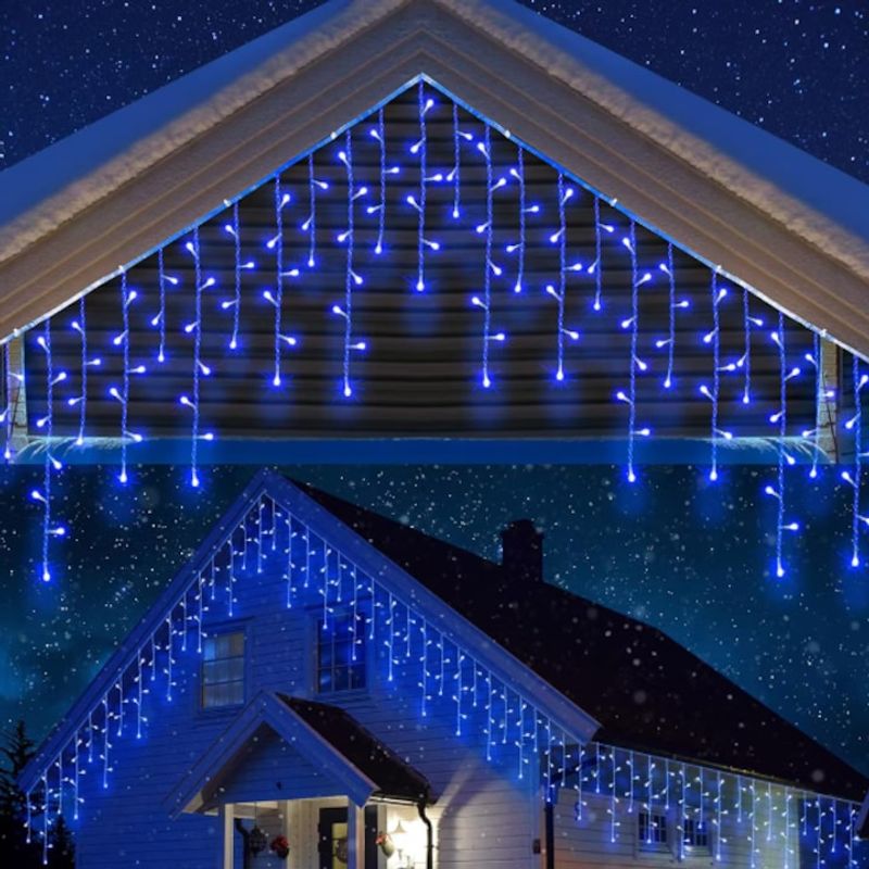 Casa si Gradina - Corpuri si surse de iluminat - Iluminat exterior - Instalatii luminoase exterior - Instalatie Craciun Turturi MRG M946, 12M, Intreconectabila, Albastru - Infinity.ro