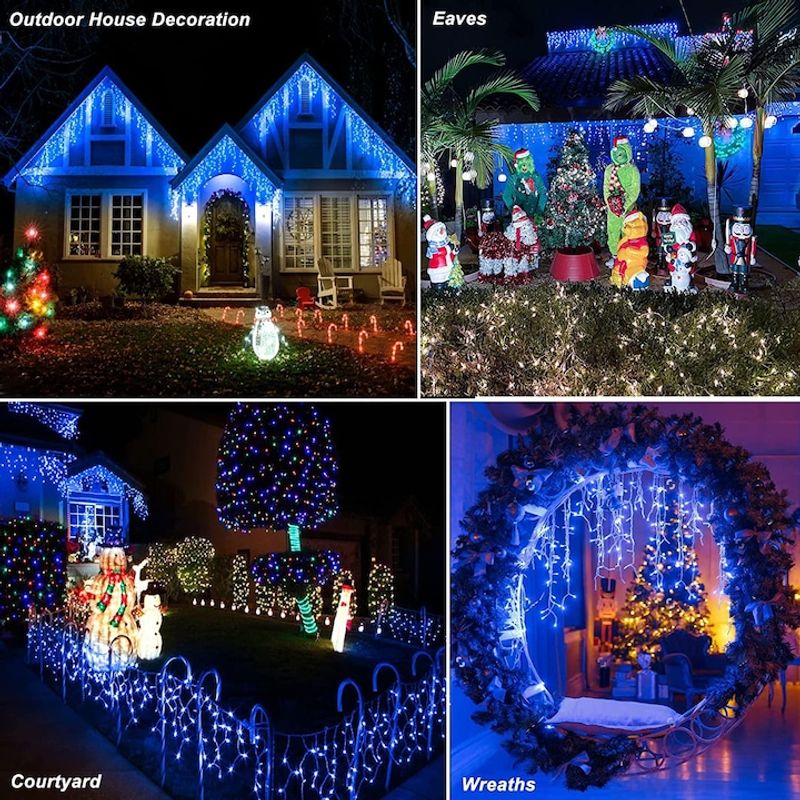 Casa si Gradina - Corpuri si surse de iluminat - Iluminat exterior - Instalatii luminoase exterior - Instalatie Craciun Turturi MRG M946, 12M, Intreconectabila, Albastru - Infinity.ro