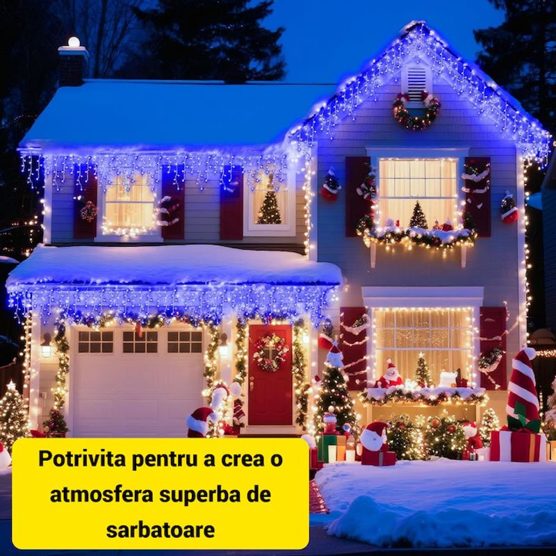 Casa si Gradina - Corpuri si surse de iluminat - Iluminat exterior - Instalatii luminoase exterior - Instalatie Craciun Turturi MRG M946, 12M, Intreconectabila, Albastru - Infinity.ro