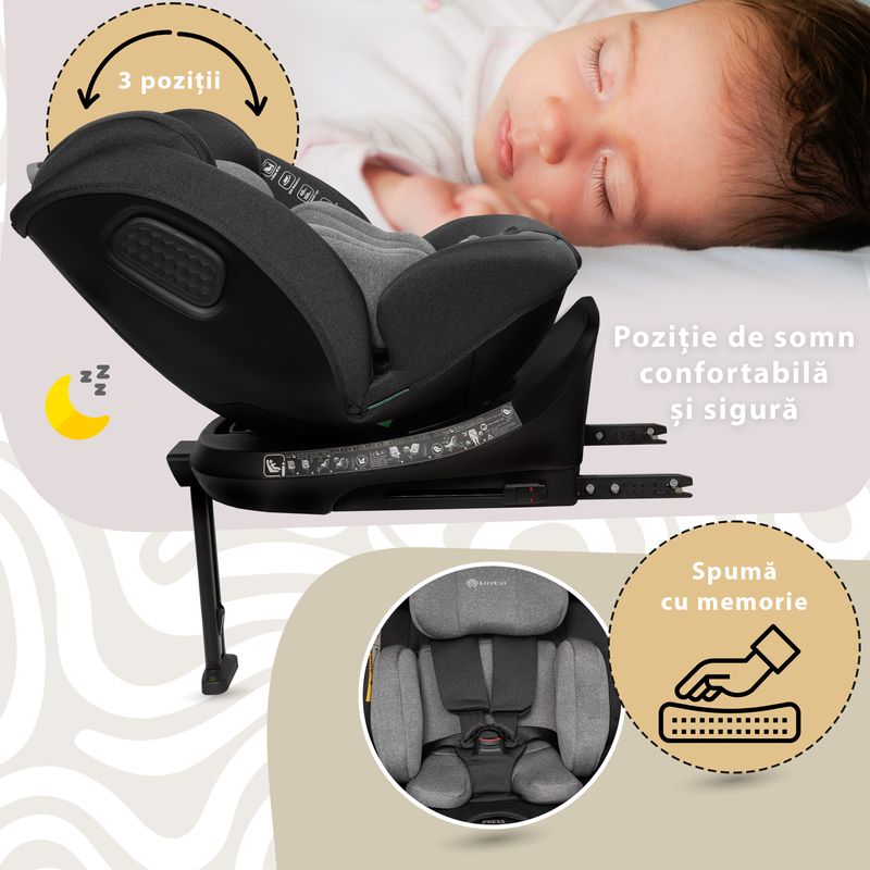 Jucarii, Copii si Bebe - Carucioare si articole de transport - Scaune auto copii - Scaun auto Appekids, I-SIZE, 40-150 cm, Rear Facing 360°, Pro Confort - Grey - Infinity.ro