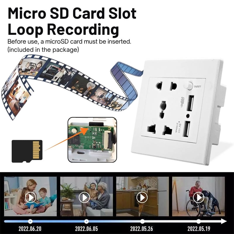 Laptop, Telefoane si Tablete - Wearables si gadgeturi - Gadgeturi - Dispozitive spionaj - Camera Spion in Priza Universala de perete iUni PR2, Wi-Fi, 16GB, Full HD, 2 porturi USB-A - Infinity.ro