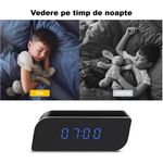 Laptop, Telefoane si Tablete - Wearables si gadgeturi - Gadgeturi - Dispozitive spionaj - Mini Camera Spion, Ascunsa in Ceas Desteptator cu Wi-Fi IP,1080p, Negru, SD card 32GB inclus - Infinity.ro