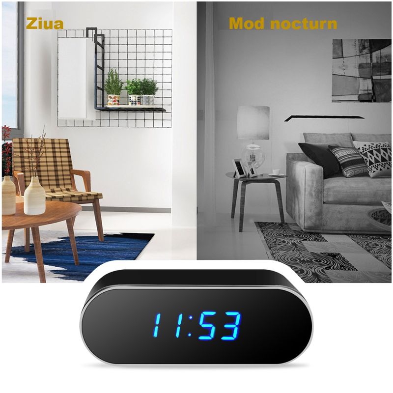 Laptop, Telefoane si Tablete - Wearables si gadgeturi - Gadgeturi - Dispozitive spionaj - Cameră spion ascunsă în ceas cu WiFi, Sinzo, Full HD 1080P, detectare mișcare, negru, inclus 32GB - Infinity.ro