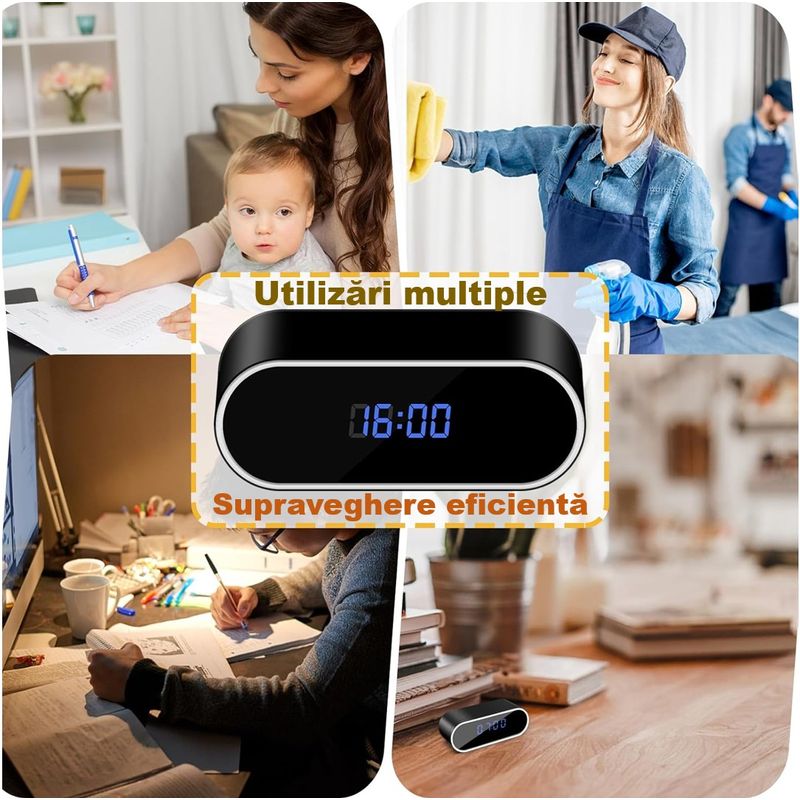 Laptop, Telefoane si Tablete - Wearables si gadgeturi - Gadgeturi - Dispozitive spionaj - Cameră spion ascunsă în ceas cu WiFi, Sinzo, Full HD 1080P, detectare mișcare, negru, inclus 32GB - Infinity.ro
