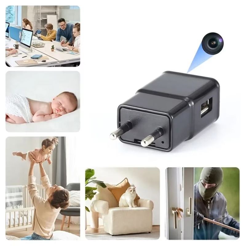 Laptop, Telefoane si Tablete - Wearables si gadgeturi - Gadgeturi - Dispozitive spionaj - Incarcator USB cu Camera Ascunsa Full HD 1080P, WIFI, Negru - Infinity.ro