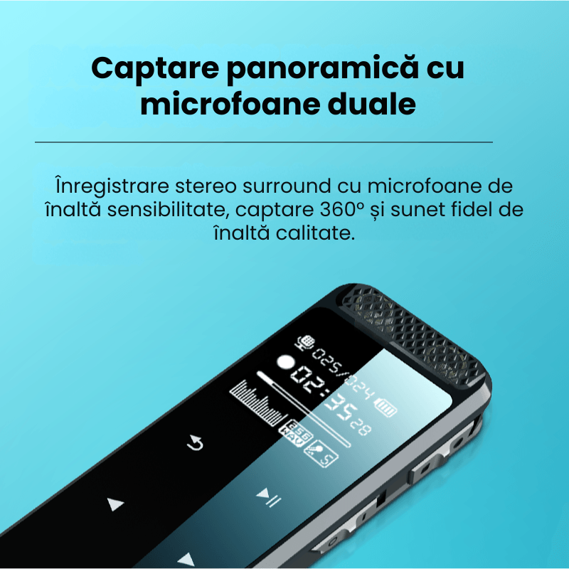 TV, Audio-Video si Foto - Portabile audio - Reportofoane - Reportofon Digital Profesional Q55, 16GB, Microfoane Duale, Negru - Infinity.ro
