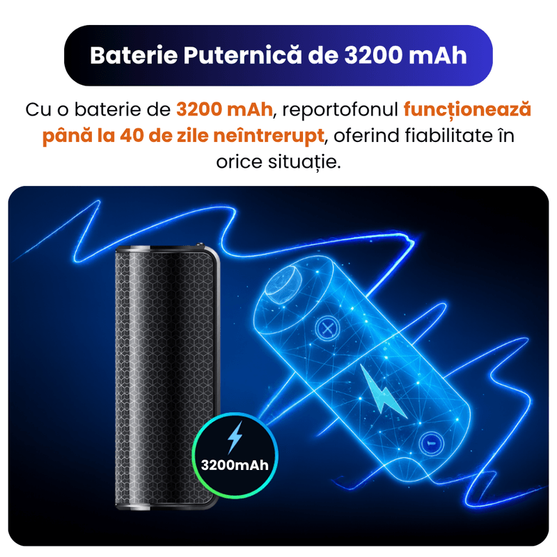 TV, Audio-Video si Foto - Portabile audio - Reportofoane - Reportofon Spion Profesional Q70, 8GB, Magnet Puternic, Negru - Infinity.ro