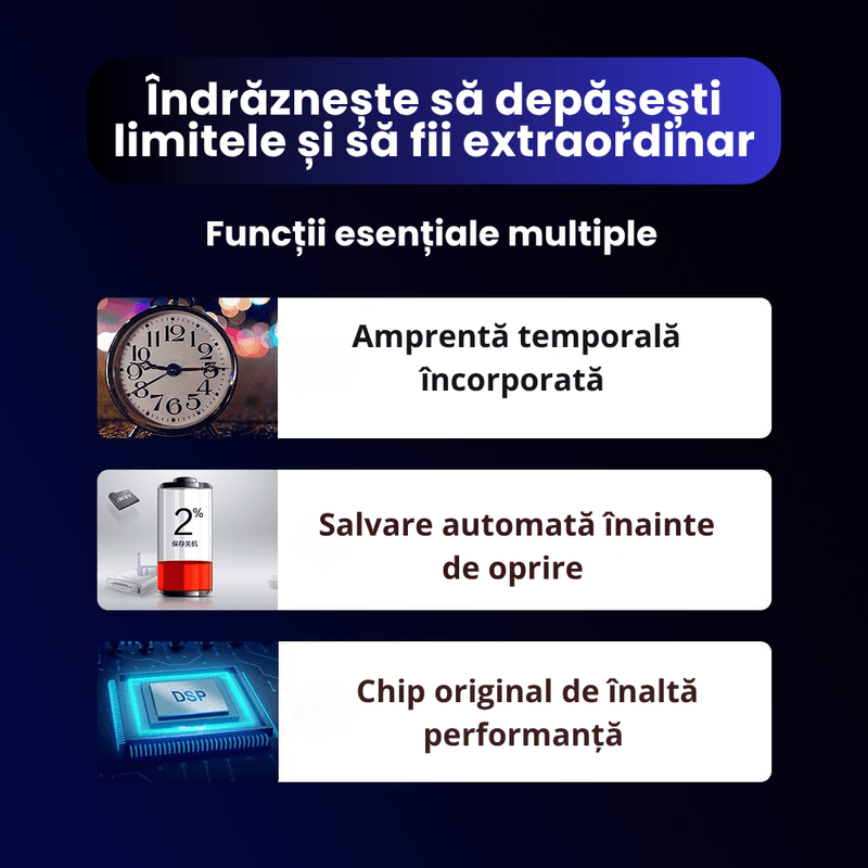 TV, Audio-Video si Foto - Portabile audio - Reportofoane - Reportofon Spion Profesional Q70, 16GB, Magnet Puternic, Negru - Infinity.ro