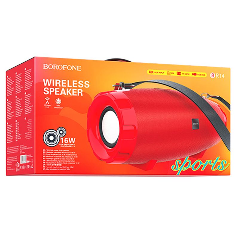 TV, Audio-Video si Foto - Portabile audio - Boxe portabile - Boxa Portabila Wireless Borofone BR14 Coolant Bluetooth 5.0, FM, TF, USB, AUX, TWS, Chip JL, Baterie 2400 mAh - Red - Infinity.ro