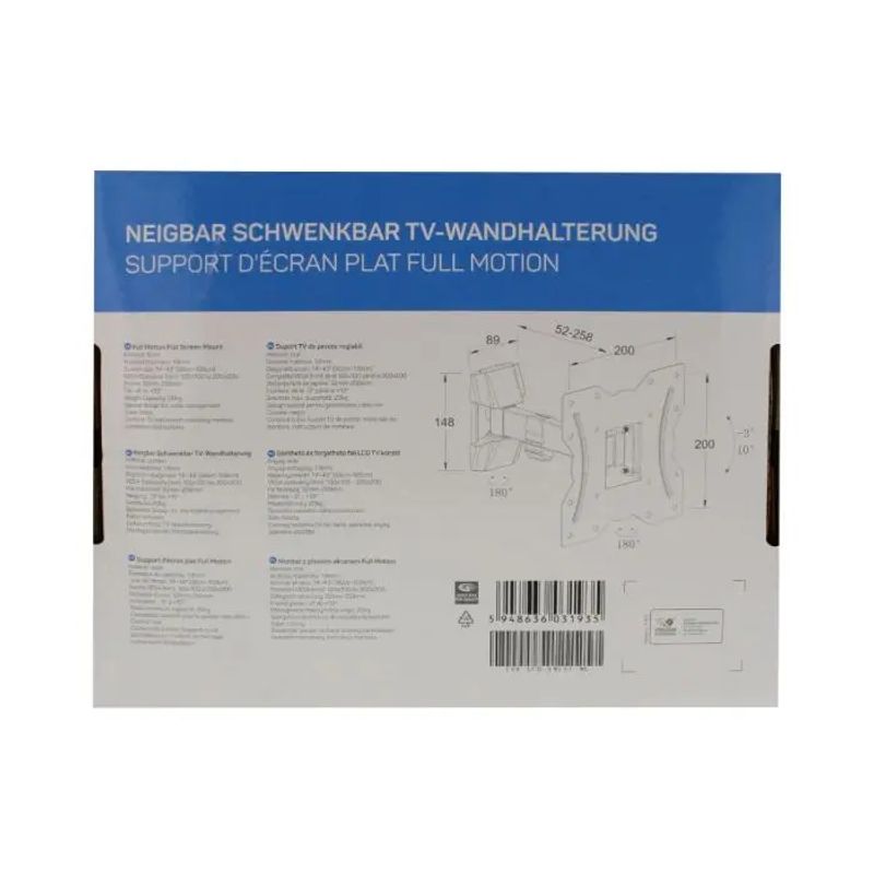 TV, Audio-Video si Foto - Accesorii TV si audio - Suporturi TV - Suport TV de perete 13"- 43" reglabil 1 brat, Well - Infinity.ro