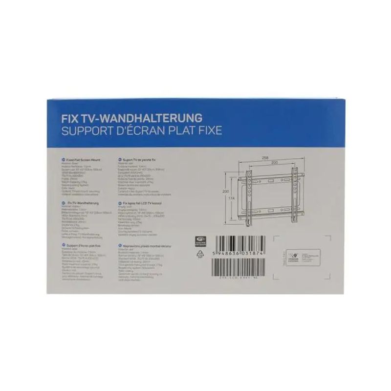 TV, Audio-Video si Foto - Accesorii TV si audio - Suporturi TV - Suport TV de perete 13"-43" fix, Well - Infinity.ro