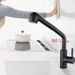 Casa si Gradina - Sanitare - Lavoar baie si accesorii - Baterii sanitare - Baterie bucatarie cu dus extratabil inox SUS304 negru HS004 - Infinity.ro