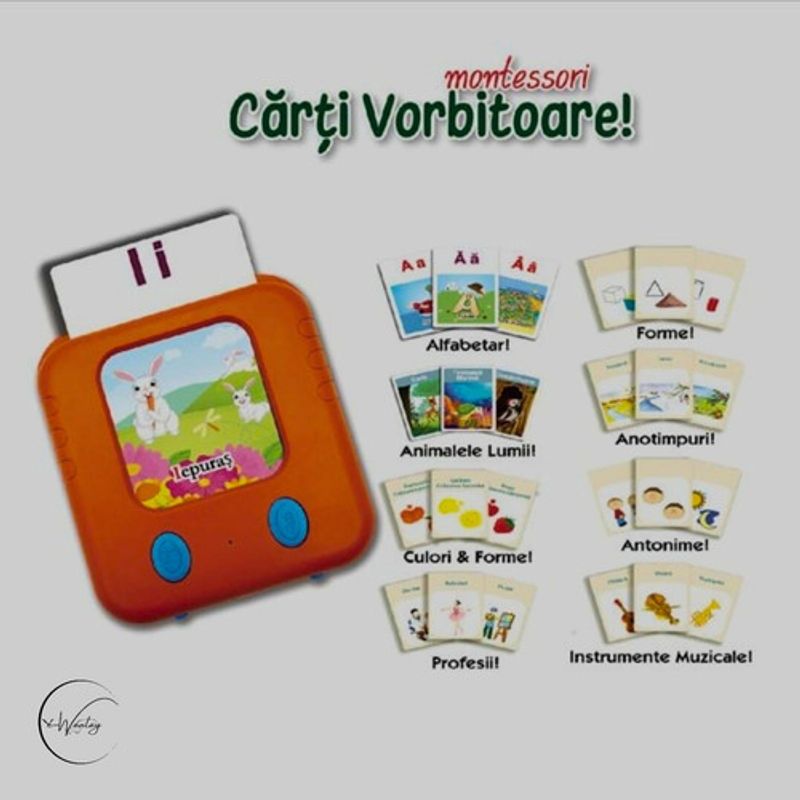 Jucarii, Copii si Bebe - Jucarii si jocuri - Jucarii & jocuri educative - Jocuri si jucarii educative - Joc educativ electronic Montessori, 112 carduri, scaner audio interactiv, multicolor, 3+ ani - Infinity.ro