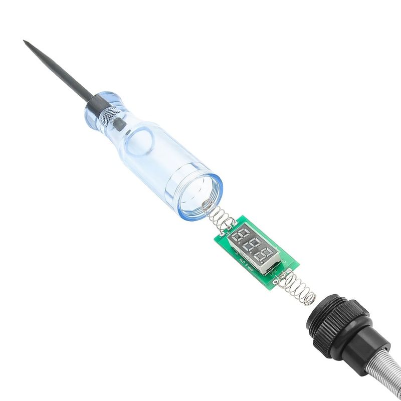 Auto si Moto - Reparatii si depanare - Scule auto - Testere si multimetre - Tester tensiune auto 6–24V DC cu afisaj digital, cablu spiralat rosu, sonda metalica subtire, clema crocodil - Infinity.ro