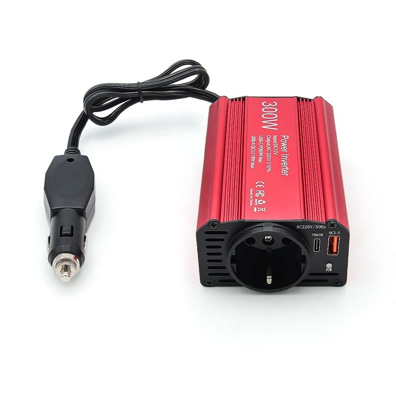 Auto si Moto - Reparatii si depanare - Invertoare auto - Invertor auto 300W 12V-220V cu USB-C PD 65W si USB QC3.0, convertor tensiune pentru laptop, telefon, tableta, camera - Infinity.ro