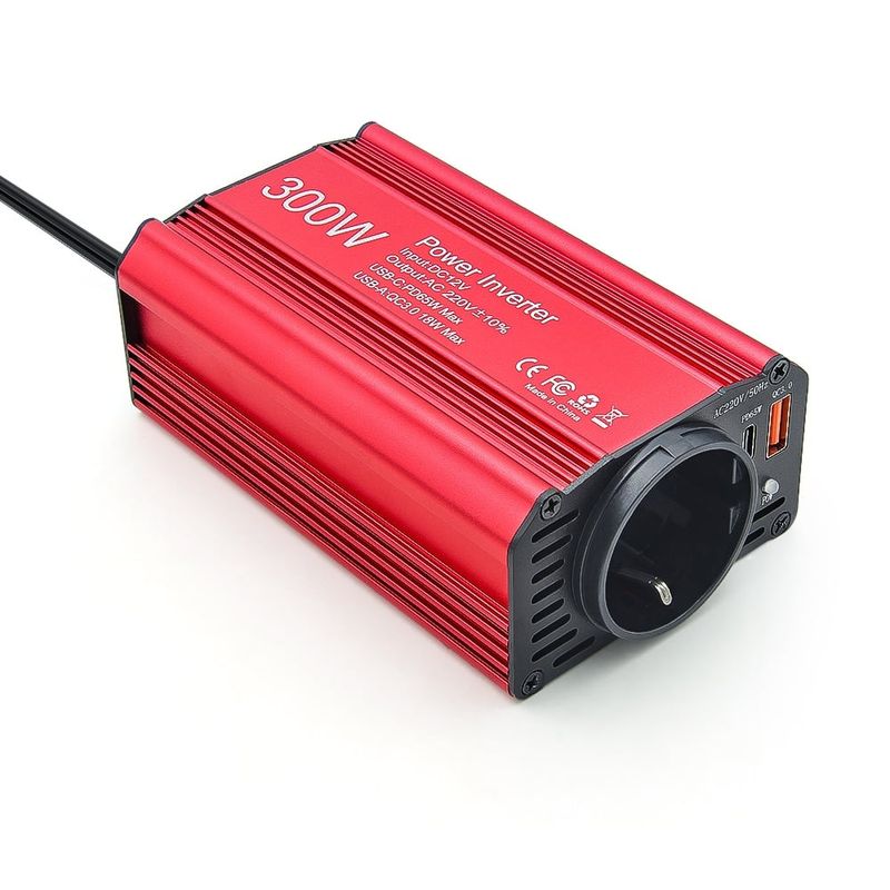Auto si Moto - Reparatii si depanare - Invertoare auto - Invertor auto 300W 12V-220V cu USB-C PD 65W si USB QC3.0, convertor tensiune pentru laptop, telefon, tableta, camera - Infinity.ro