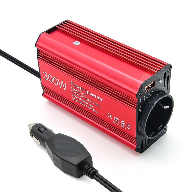 Auto si Moto - Reparatii si depanare - Invertoare auto - Invertor auto 300W 12V-220V cu USB-C PD 65W si USB QC3.0, convertor tensiune pentru laptop, telefon, tableta, camera - Infinity.ro
