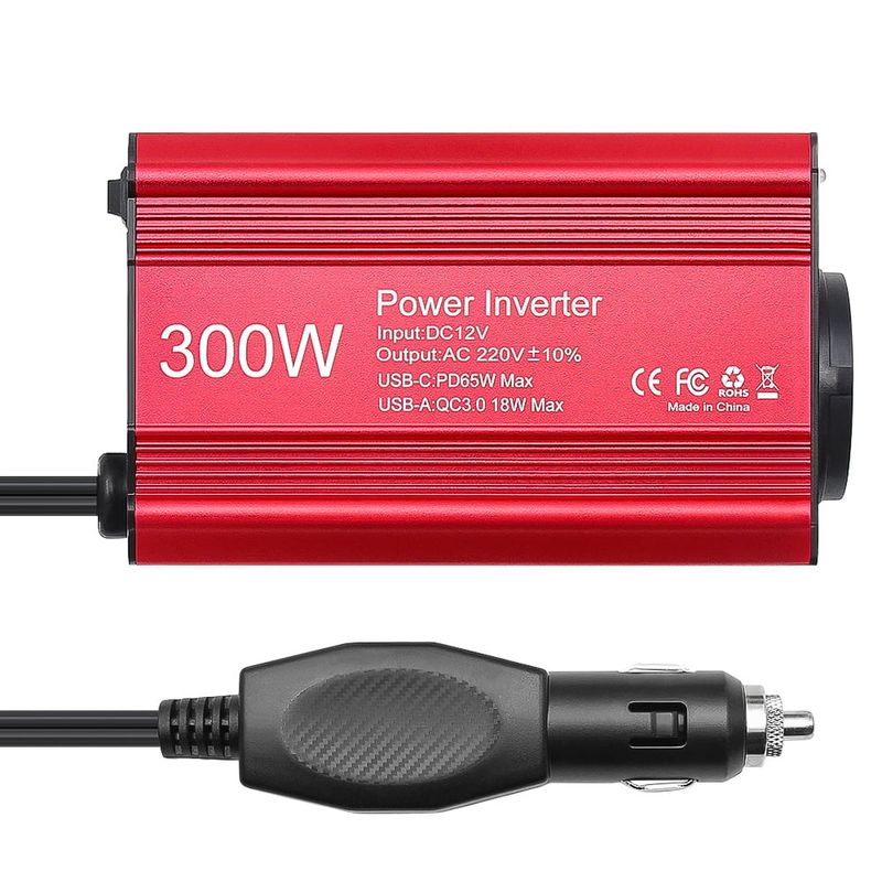 Auto si Moto - Reparatii si depanare - Invertoare auto - Invertor auto 300W 12V-220V cu USB-C PD 65W si USB QC3.0, convertor tensiune pentru laptop, telefon, tableta, camera - Infinity.ro