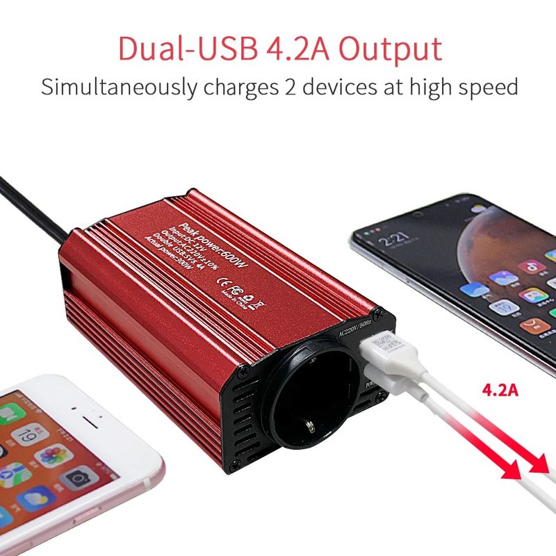 Auto si Moto - Reparatii si depanare - Invertoare auto - Invertor auto 300W 12V-220V cu USB-C PD 65W si USB QC3.0, convertor tensiune pentru laptop, telefon, tableta, camera - Infinity.ro