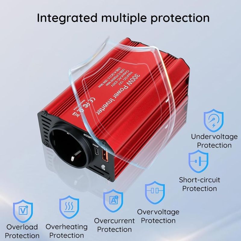 Auto si Moto - Reparatii si depanare - Invertoare auto - Invertor auto 300W 12V-220V cu USB-C PD 65W si USB QC3.0, convertor tensiune pentru laptop, telefon, tableta, camera - Infinity.ro