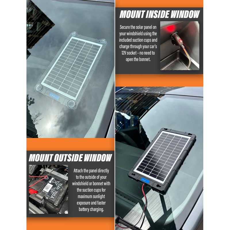 Auto si Moto - Reparatii si depanare - Redresoare - Incarcator solar auto Techstar 7.5W waterproof, pentru baterii 12V, panou portabil cu cleme crocodil, mufa bricheta - Infinity.ro