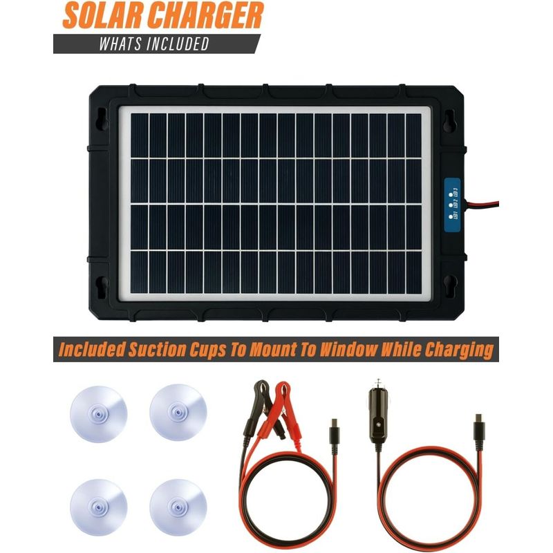 Auto si Moto - Reparatii si depanare - Redresoare - Incarcator solar auto Techstar 7.5W waterproof, pentru baterii 12V, panou portabil cu cleme crocodil, mufa bricheta - Infinity.ro