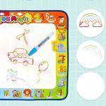 Jucarii, Copii si Bebe - Jucarii si jocuri - Jucarii & jocuri educative - Seturi pictura si desen - Covoras pentru pictura si desen cu apa NewEvo, 4 sabloane plus forme din spuma, 2 stilouri cu apa , 120x90 cm - Infinity.ro