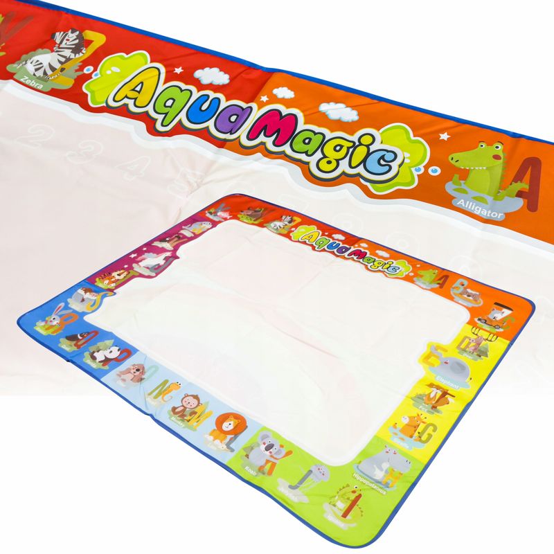 Jucarii, Copii si Bebe - Jucarii si jocuri - Jucarii & jocuri educative - Seturi pictura si desen - Covoras pentru pictura si desen cu apa NewEvo, 4 sabloane plus forme din spuma, 2 stilouri cu apa , 120x90 cm - Infinity.ro