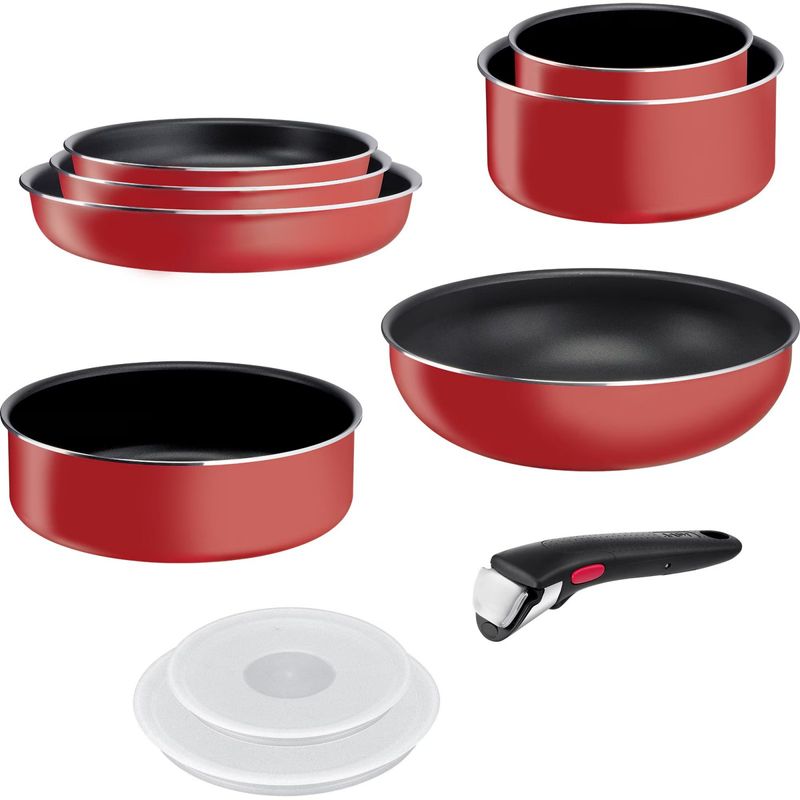 Casa si Gradina - Bucatarie si vesela - Vase pentru gatit - Tigai si seturi - Set 10 piese Tefal Ingenio Easy Cook & Clean, invelis antiaderent Titanium, indicator temperatura Thermo-Signal - Infinity.ro