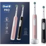 Ingrijire personala si Cosmetice - Igiena dentara - Periute de dinti electrice - Set 2x Periuta de dinti electrica Oral-B Pro 1, Curatare 3D, 1 program, 1 capat de periaj, Negru/Roz - Infinity.ro