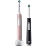 Ingrijire personala si Cosmetice - Igiena dentara - Periute de dinti electrice - Set 2x Periuta de dinti electrica Oral-B Pro 1, Curatare 3D, 1 program, 1 capat de periaj, Negru/Roz - Infinity.ro