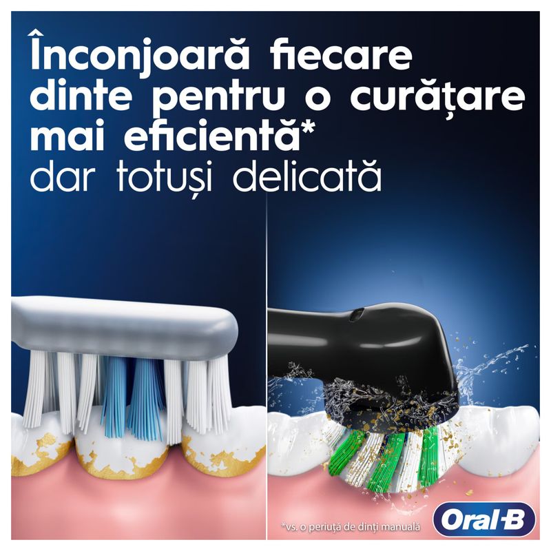 Ingrijire personala si Cosmetice - Igiena dentara - Periute de dinti electrice - Set 2x Periuta de dinti electrica Oral-B Pro 1, Curatare 3D, 1 program, 1 capat de periaj, Negru/Roz - Infinity.ro