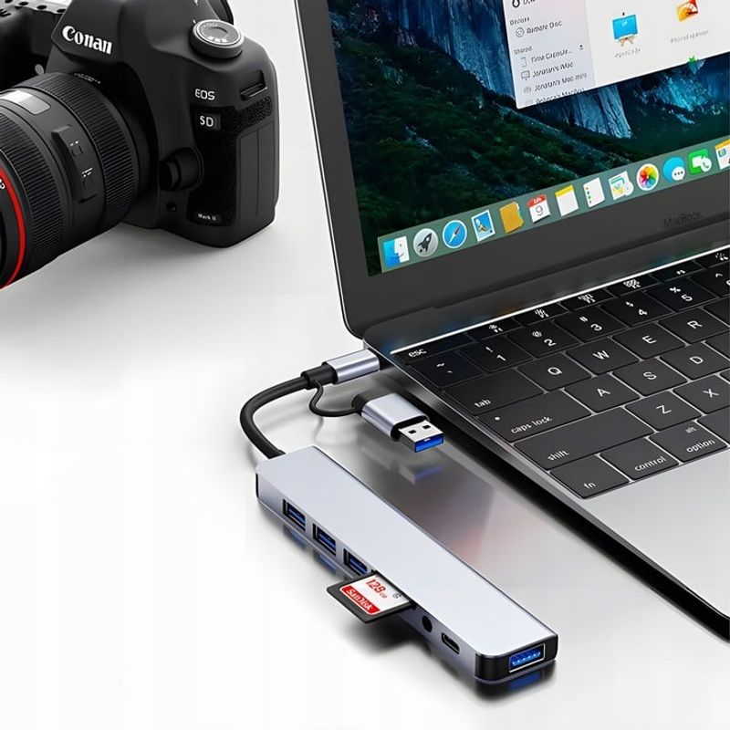 PC, gaming si accesorii - Retelistica - Hub-uri - Adaptor Hub USB-C 3.1 Multiport 8-in-2 NewEvo® - Infinity.ro