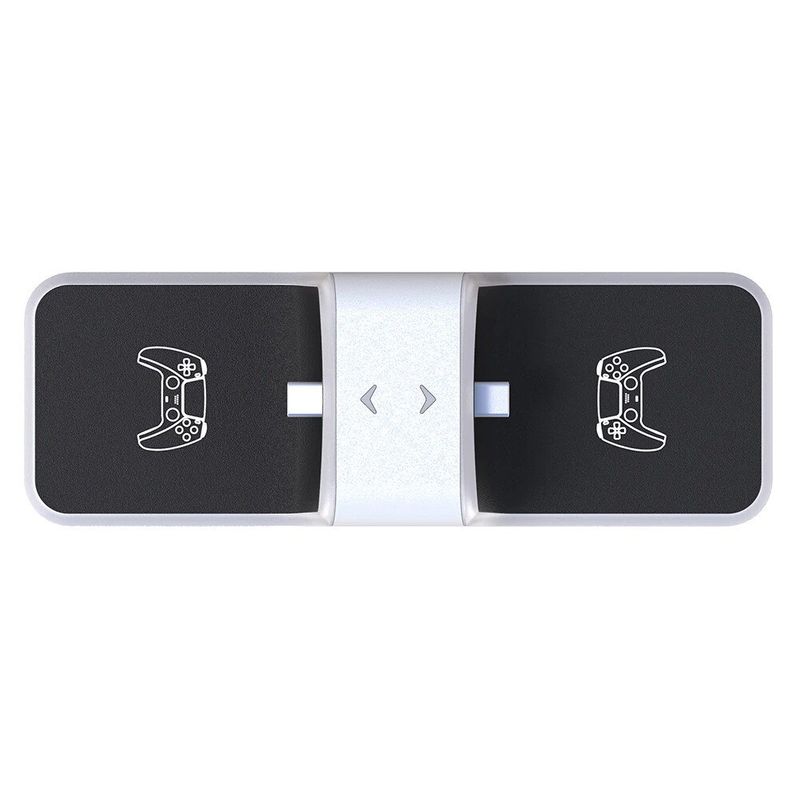 PC, gaming si accesorii - Gaming - Accesorii gaming - Accesorii console gaming - Statie de incarcare controller PS5 Honcam, stand dublu, incarcare rapida, indicator incarcare, Alb/Negru - Infinity.ro