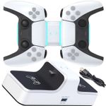 PC, gaming si accesorii - Gaming - Accesorii gaming - Accesorii console gaming - Statie de incarcare controller PS5 Honcam, stand dublu, incarcare rapida, indicator incarcare, Alb/Negru - Infinity.ro