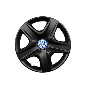 Set 4 capace roti 15 inchi (R15) compatibile VOLKSWAGEN, Model 340 Black, Sigla Albastra