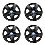 Auto si Moto - Anvelope si jante - Accesorii roti - Capace roti - Set 4 capace roti 15 inchi (R15) compatibile VOLKSWAGEN, Model 340 Black, Sigla Albastra - Infinity.ro