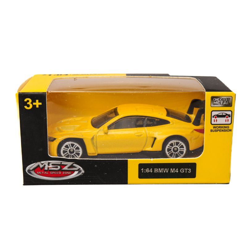 Jucarii, Copii si Bebe - Jucarii si jocuri - Vehicule si jucarii cu telecomanda - Masinute - Masinuta BMW M4 GT3 MSZ 1:64 Galben - Infinity.ro