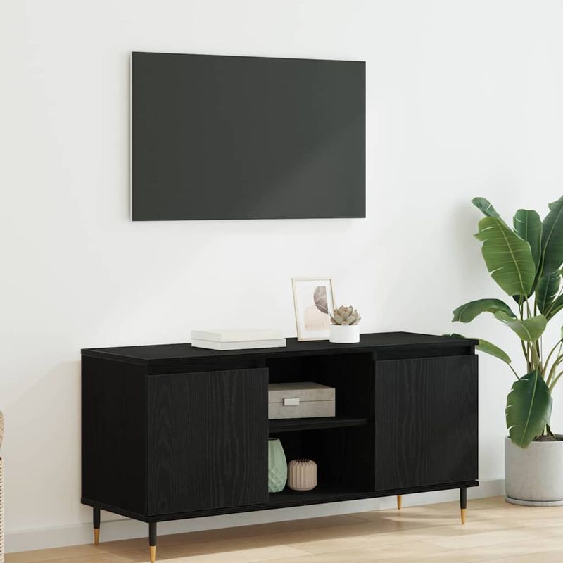 Casa si Gradina - Mobilier - Comode si corpuri - Comode - Cabinet TV Stejar Negru 104 x 35 x 50 cm Lemn compozit - Infinity.ro