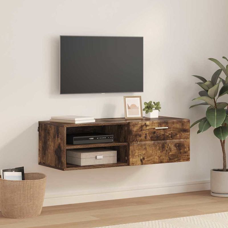 Casa si Gradina - Mobilier - Seturi de mobilier - Seturi living - Cabinet TV Stejar afumat 100.5 x 39 x 30 cm Lemn compozit - Infinity.ro