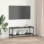 Casa si Gradina - Mobilier - Biblioteci si rafturi - Biblioteci - Cabinet TV Stejar Negru 100x33x41cm Lemn Ingineresc si Fier - Infinity.ro