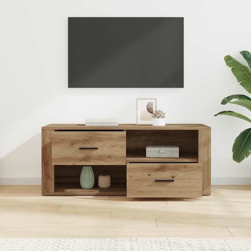 Casa si Gradina - Mobilier - Comode si corpuri - Comode - Cabinet TV Stejar Artizanal 100 x 35 x 40 cm Lemn compozit - Infinity.ro