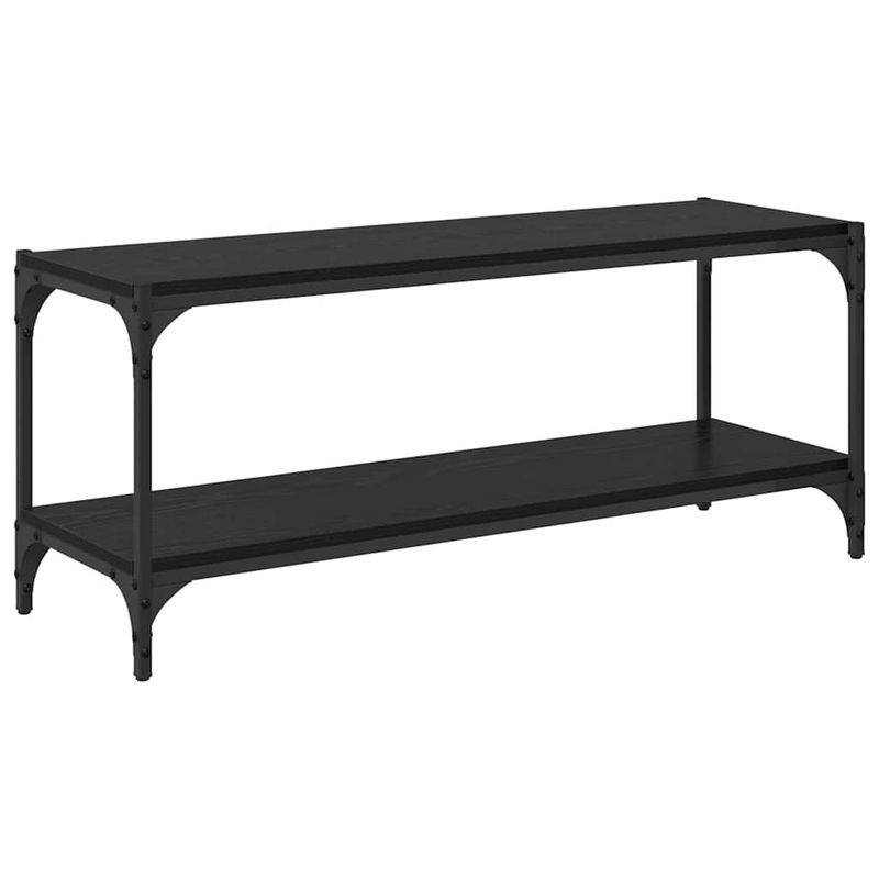 Casa si Gradina - Mobilier - Biblioteci si rafturi - Biblioteci - Cabinet TV Stejar Negru 100x33x41cm Lemn Ingineresc si Fier - Infinity.ro