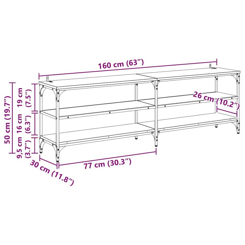 Casa si Gradina - Mobilier - Comode si corpuri - Comode - Cabinet TV Stejar Artizanal 160 x 30 x 50 cm - Infinity.ro